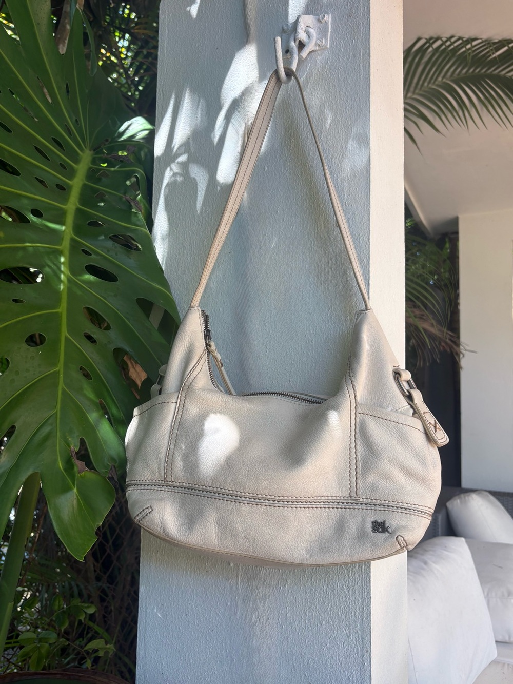 The Sak Kendra Off White Leather Shoulder Bag